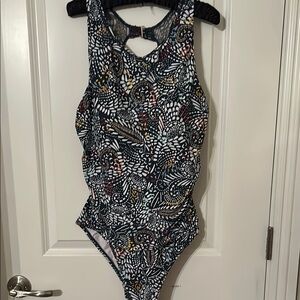Jantzen Navy blue and Floral One-Piece Swimsuit